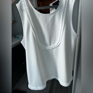 Ann Taylor Factory White Fringe detail sleeveless tank  XS